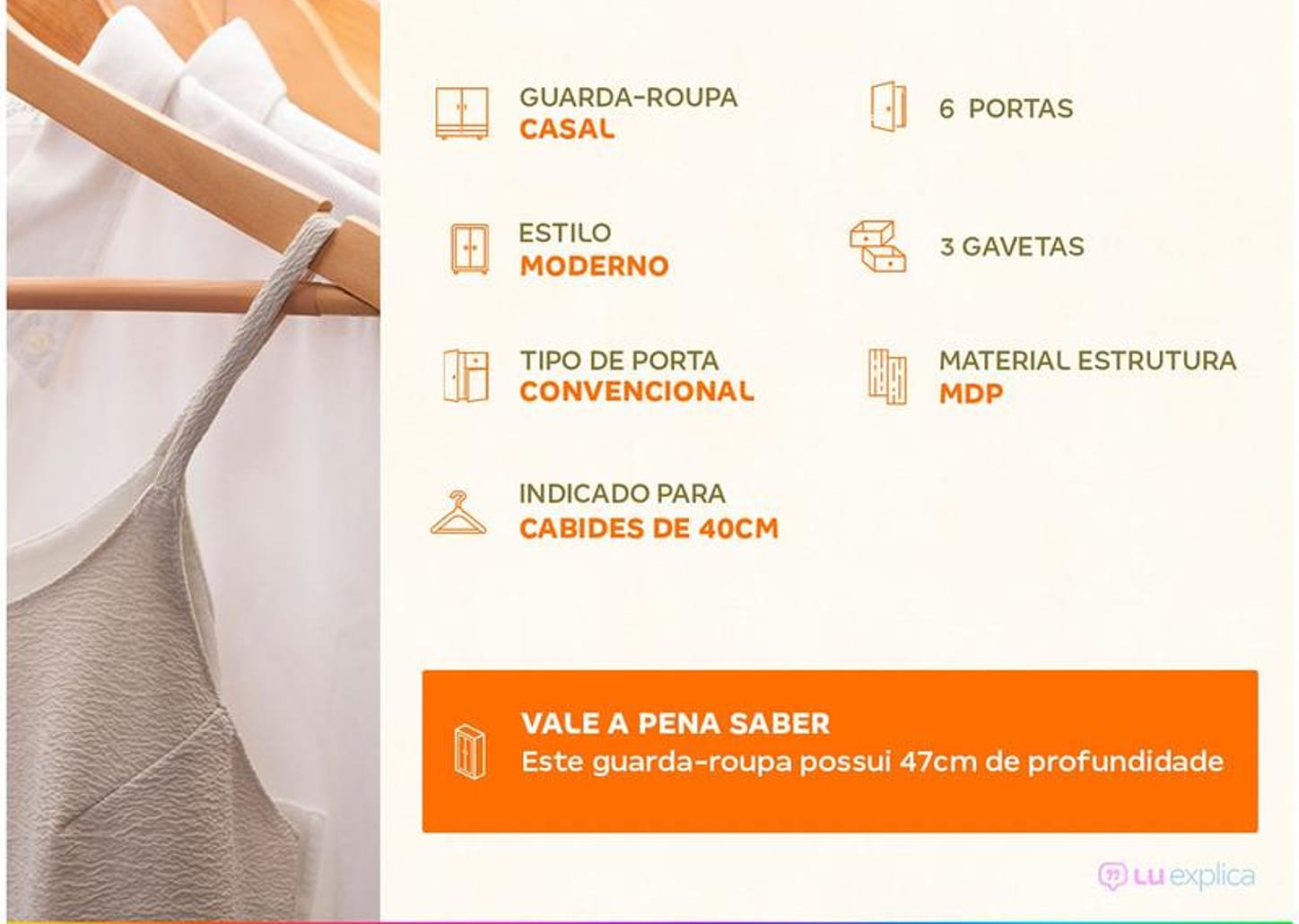 Guarda-roupa Casal 6 Portas 3 Gavetas - Demóbile Prático
