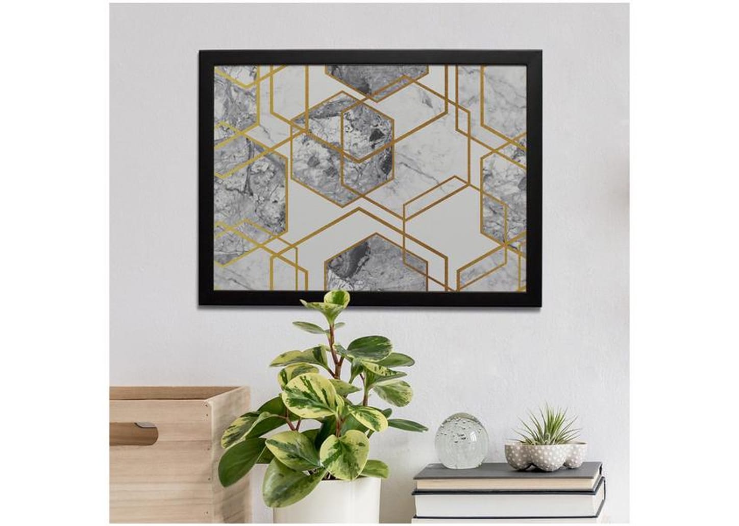 Quadro Decorativo Beauty Fashion Mármore Hexagonal 35x47cm Design Up Living