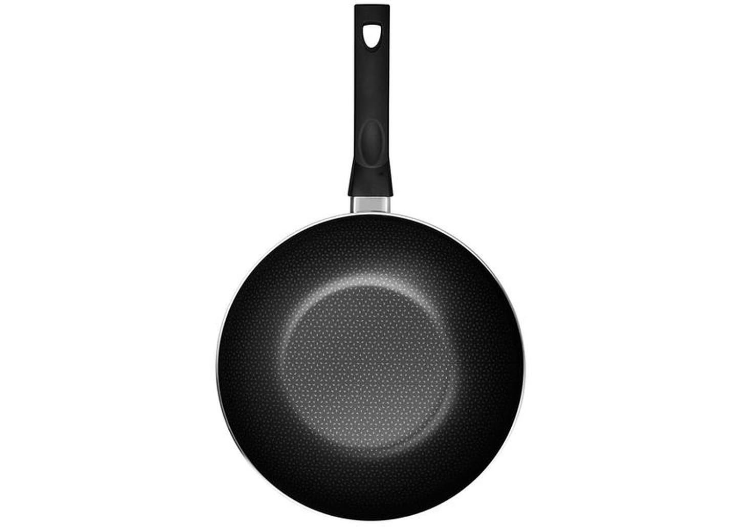 Frigideira Wok Antiaderente Multiflon de Alumínio - Amora Preta 28cm com Tampa