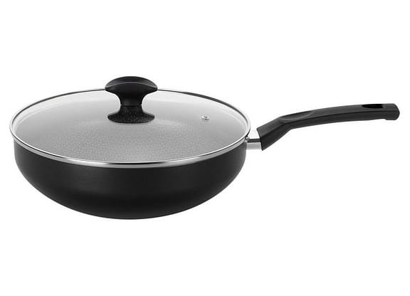 Frigideira Wok Antiaderente Multiflon de Alumínio - Amora Preta 28cm com Tampa