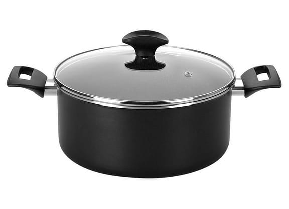 Caçarola Multiflon de Alumínio Antiaderente com Tampa Preto 2,7L 20cm Amora