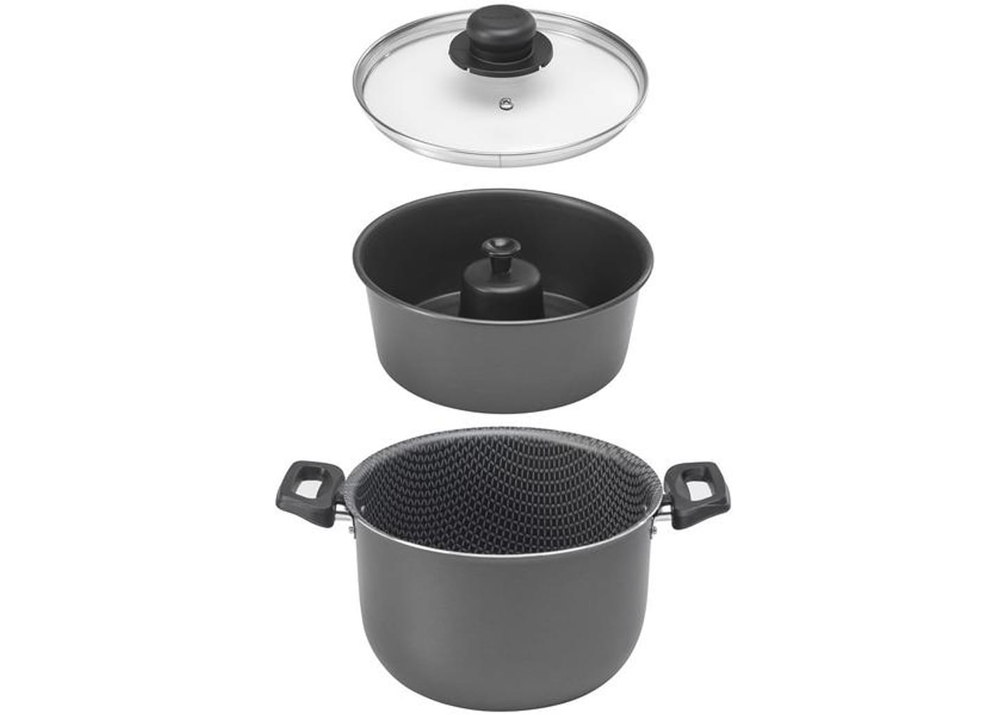 Panela de Pudim Multiflon Antiaderente de Alumínio Cinza 20cm 4L Gourmet 54220