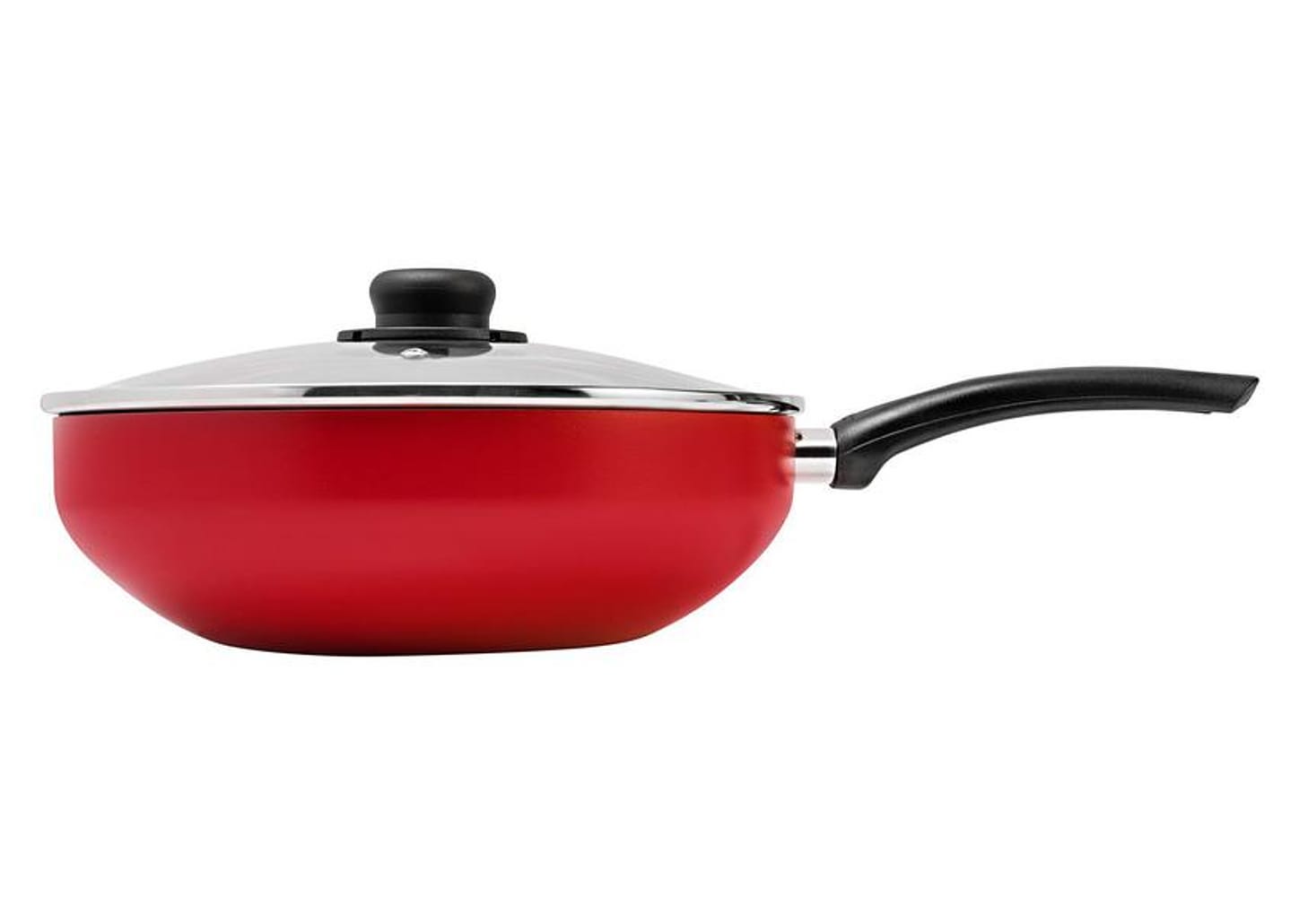Frigideira Wok Antiaderente Multiflon de Alumínio com Tampa Paprika Vermelha 24cm