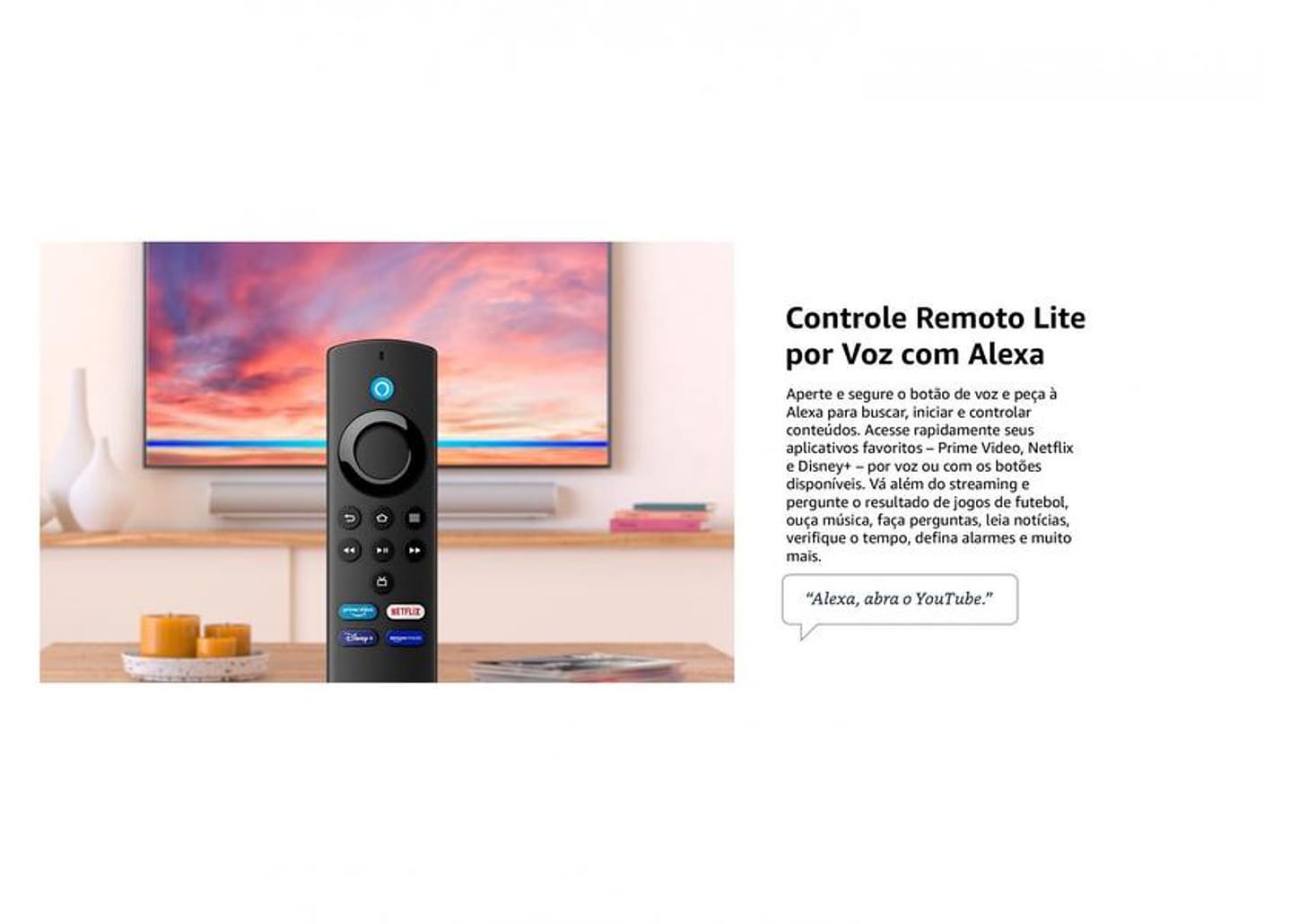 Aparelho de Streaming Amazon Fire TV Stick Lite - Full HD com Controle Remoto