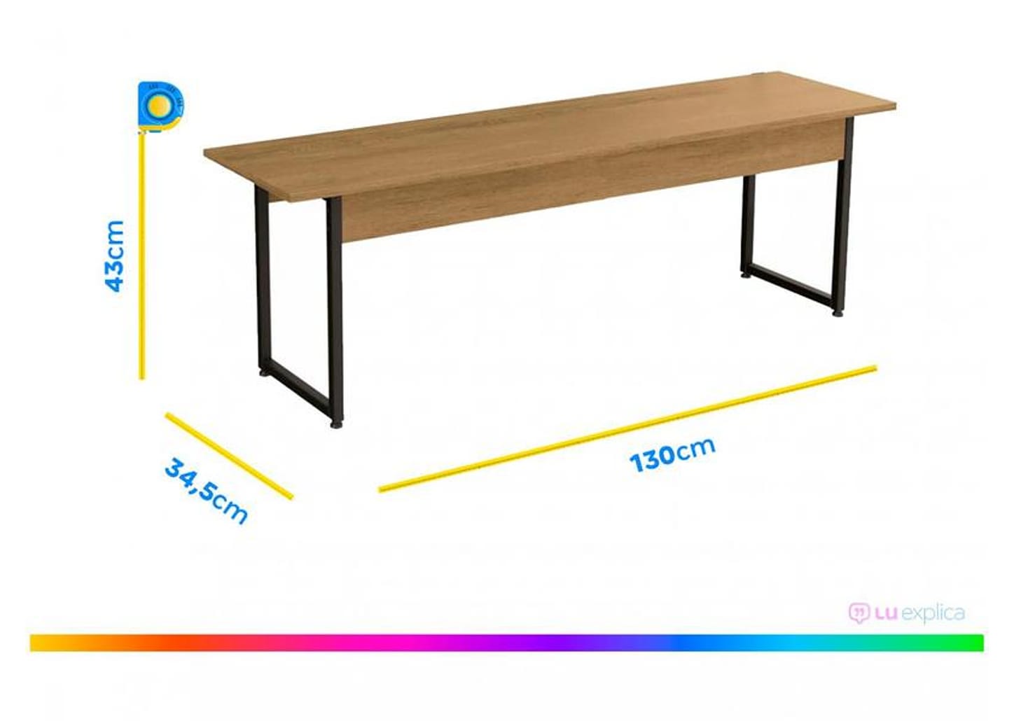 Mesa de Jantar 2 Bancos 4 Lugares Retangular - Freijó e Preto Industrial Kappesberg