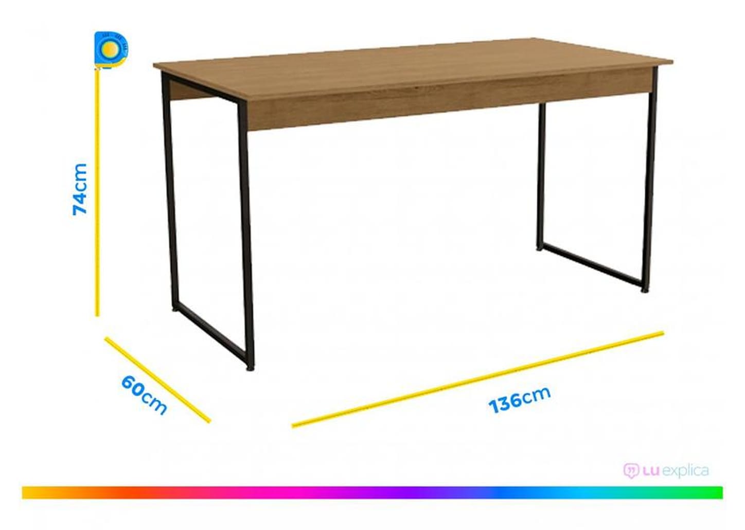 Mesa de Jantar 2 Bancos 4 Lugares Retangular - Freijó e Preto Industrial Kappesberg