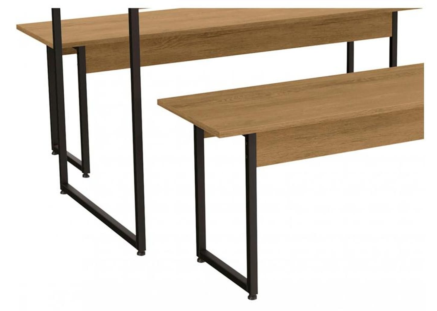 Mesa de Jantar 2 Bancos 4 Lugares Retangular - Freijó e Preto Industrial Kappesberg