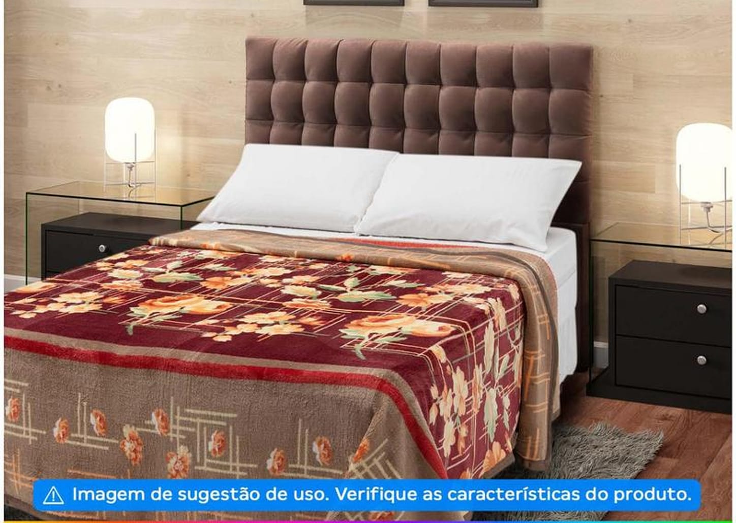 Cobertor Casal Jolitex Poliéster Dyuri Plus Modalva Marrom e Vinho