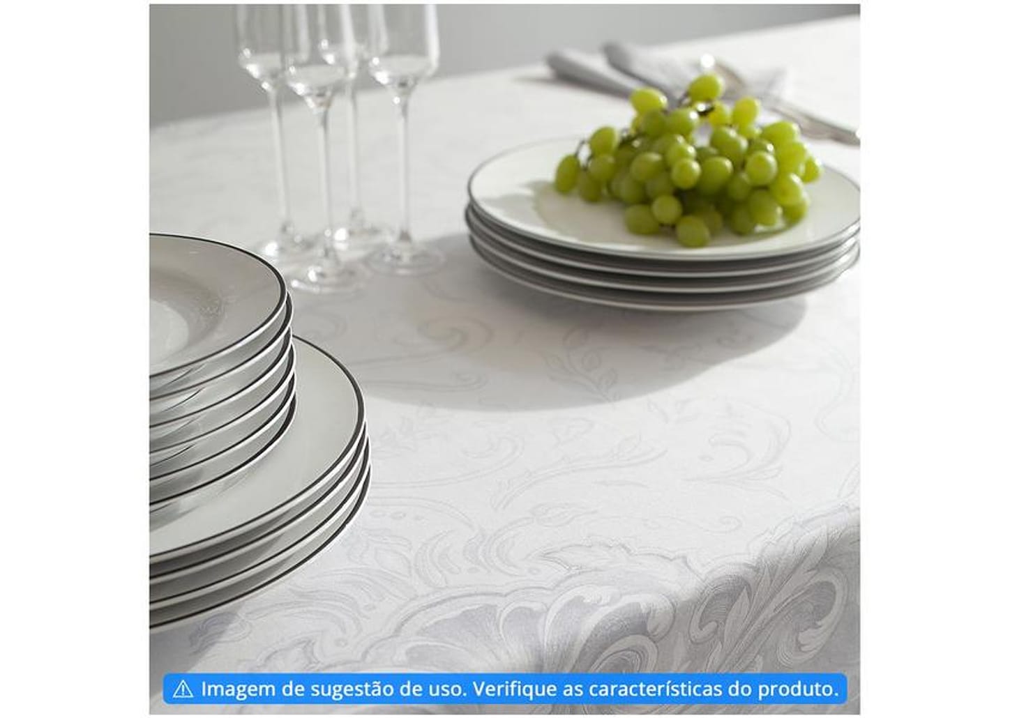 Toalha de Mesa Quadrada Buddemeyer Impermeável Branco 180x180cm Monreale