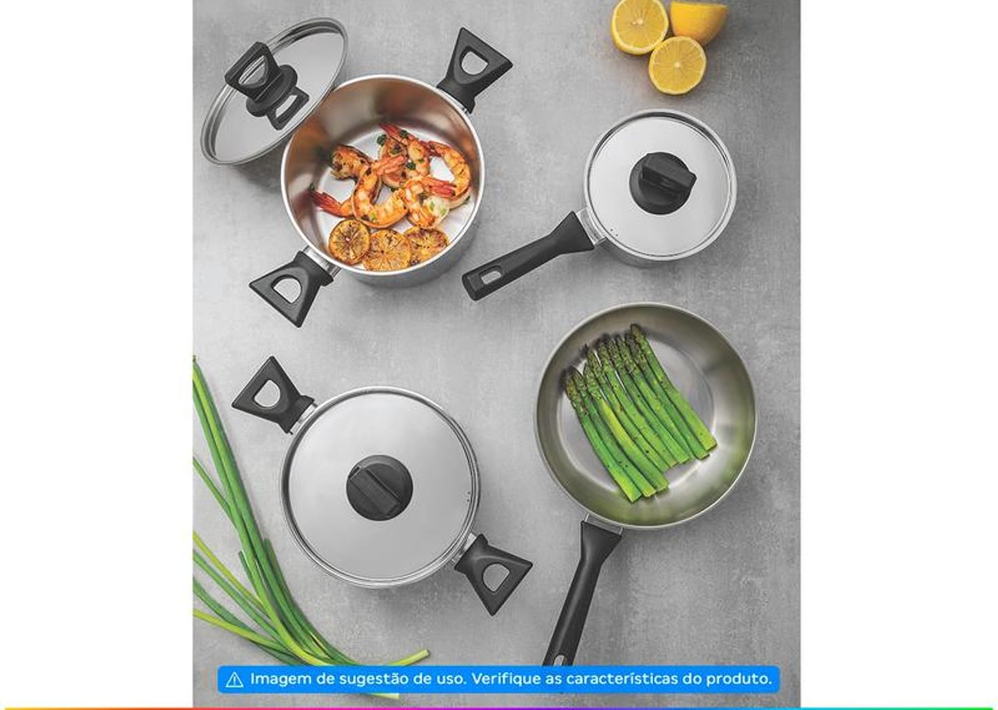 Jogo de Panelas Tramontina Inox 5 Peças 65180/514 Brava