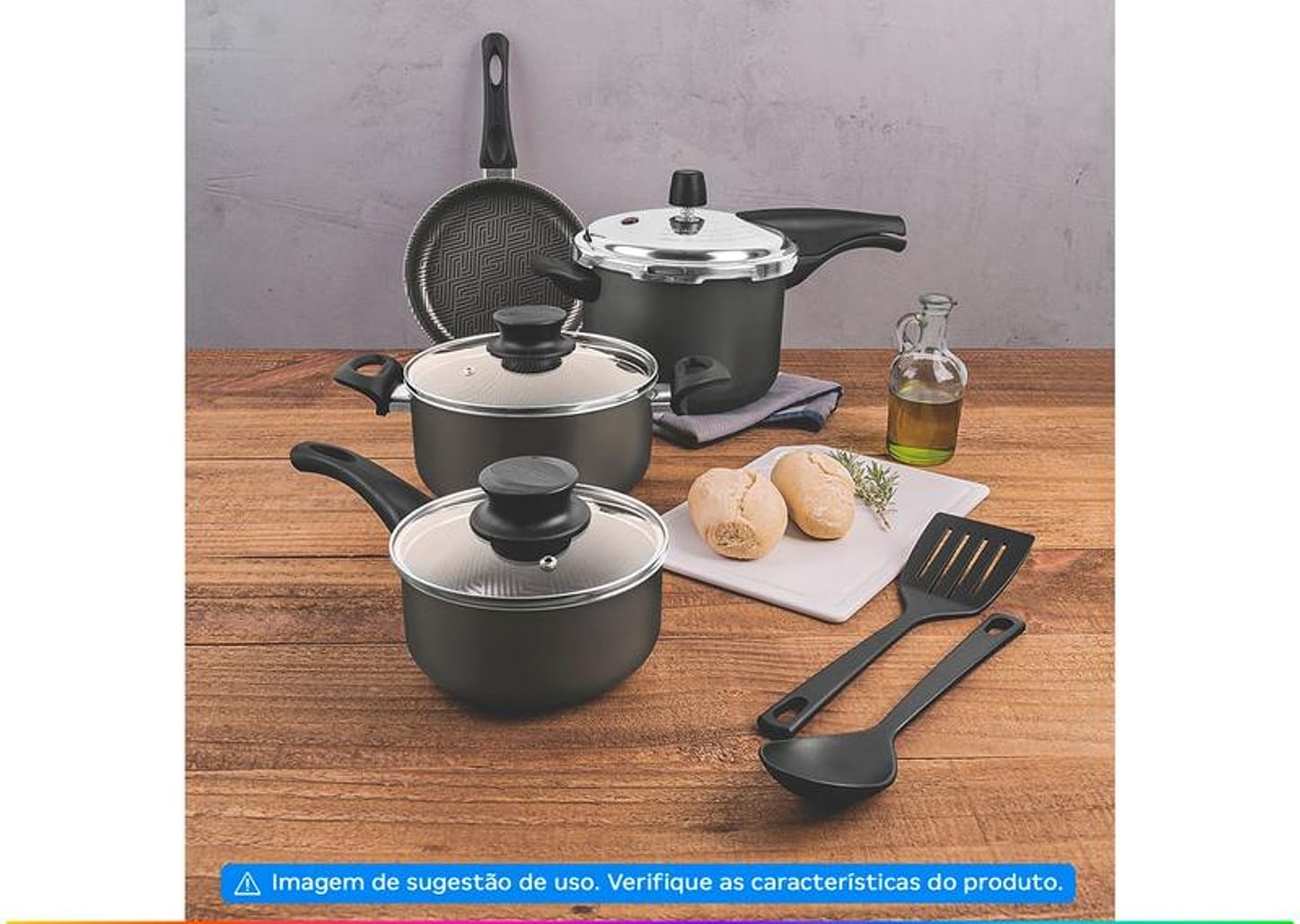 Jogo de Panelas Tramontina Antiaderente de Alumínio Grafite 7 Peças Paris