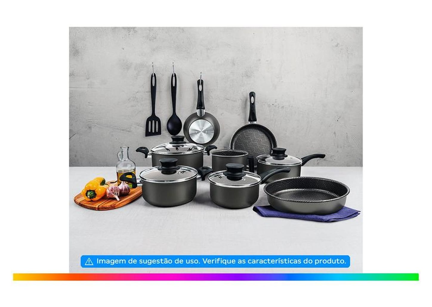 Jogo de Panelas Tramontina Antiaderente Alumínio Grafite 10 Peças Paris