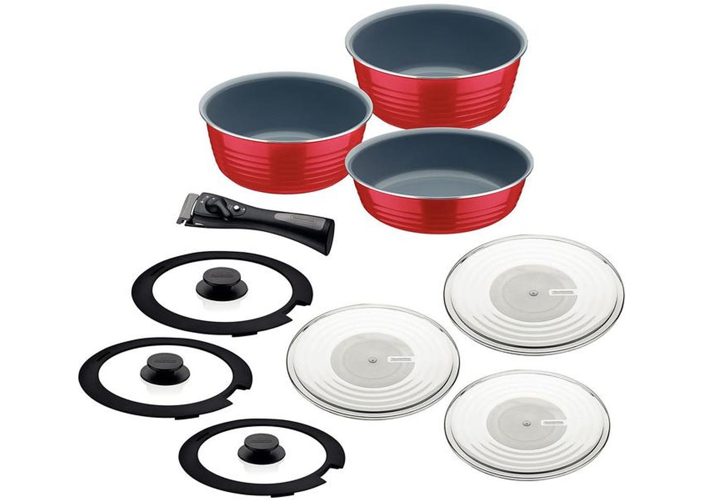 Jogo de Panelas Tramontina Revestimento Cerâmico de Alumínio Vermelho 3 Peças Ítria