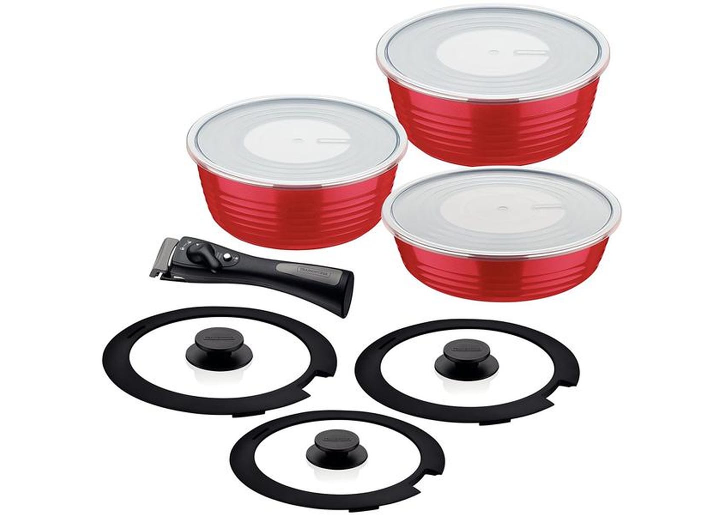 Jogo de Panelas Tramontina Revestimento Cerâmico de Alumínio Vermelho 3 Peças Ítria