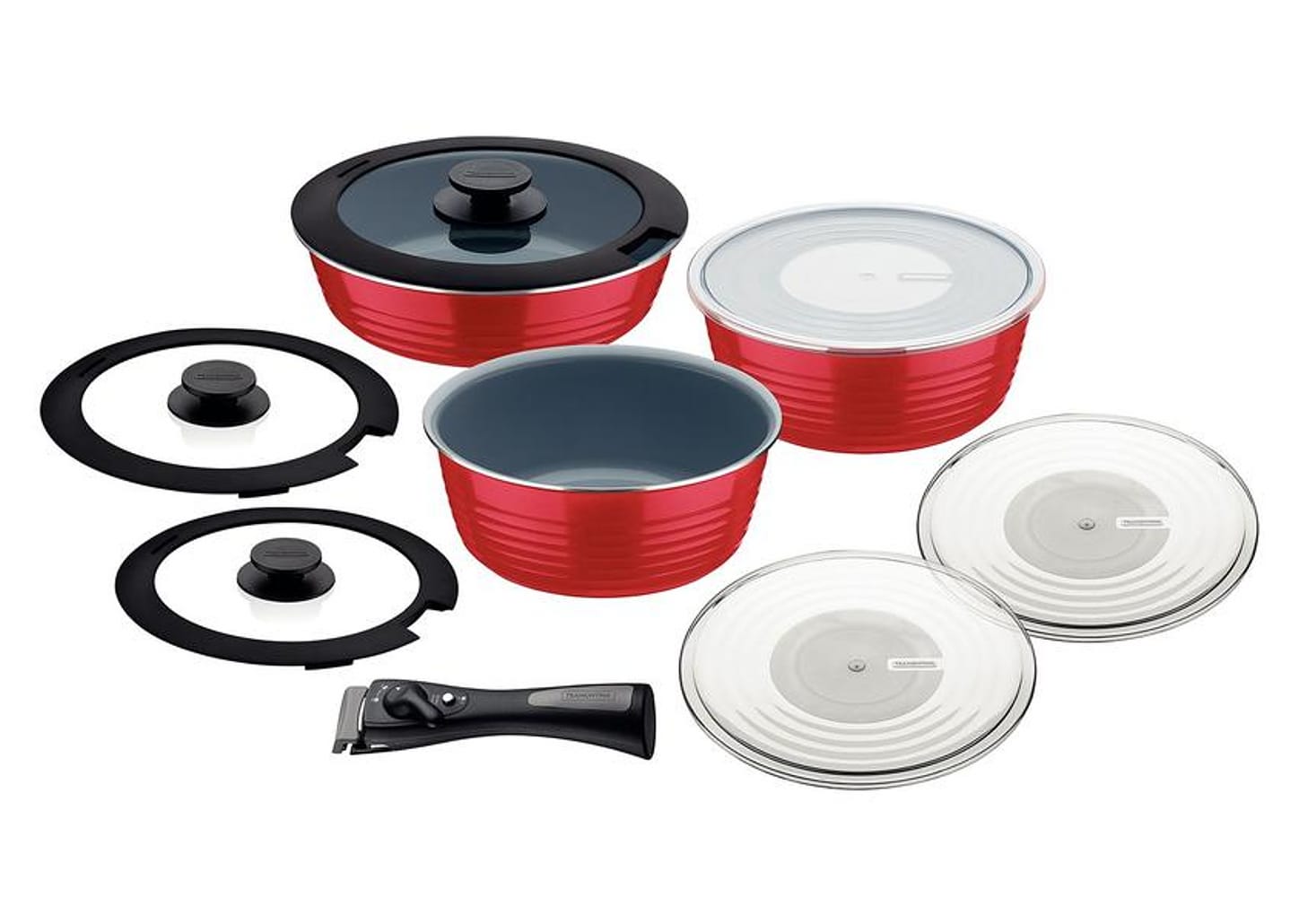 Jogo de Panelas Tramontina Revestimento Cerâmico de Alumínio Vermelho 3 Peças Ítria