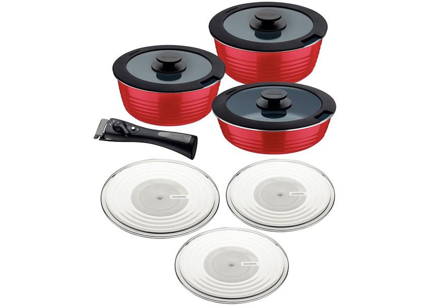 Jogo de Panelas Tramontina Revestimento Cerâmico de Alumínio Vermelho 3 Peças Ítria