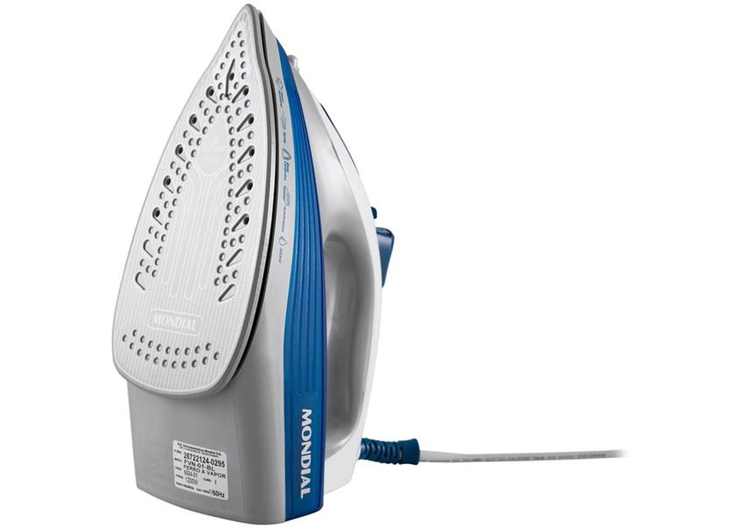 Ferro de Passar Roupa a Vapor Mondial - FVN-01-BL Branco e Azul