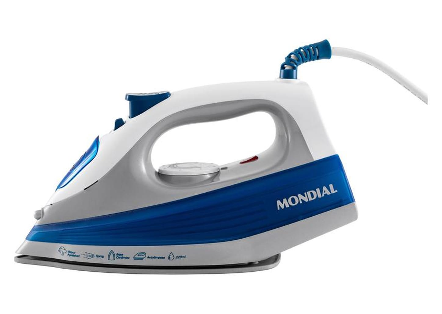 Ferro de Passar Roupa a Vapor Mondial - FVN-01-BL Branco e Azul