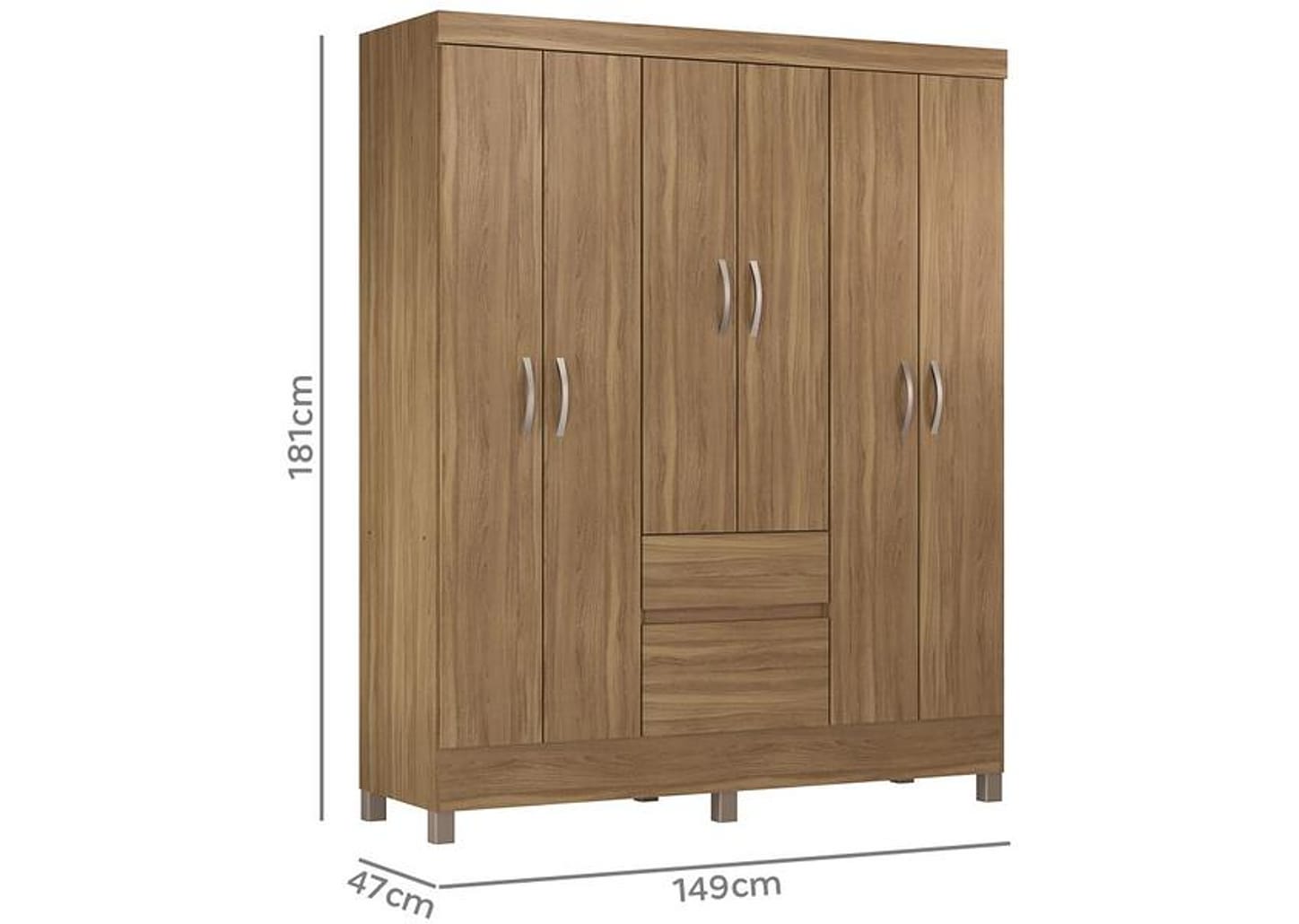 Guarda-roupa Solteiro 6 Portas 2 Gavetas - Demóbile Flash II