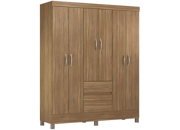 Guarda-roupa Solteiro 6 Portas 2 Gavetas - Demóbile Flash II