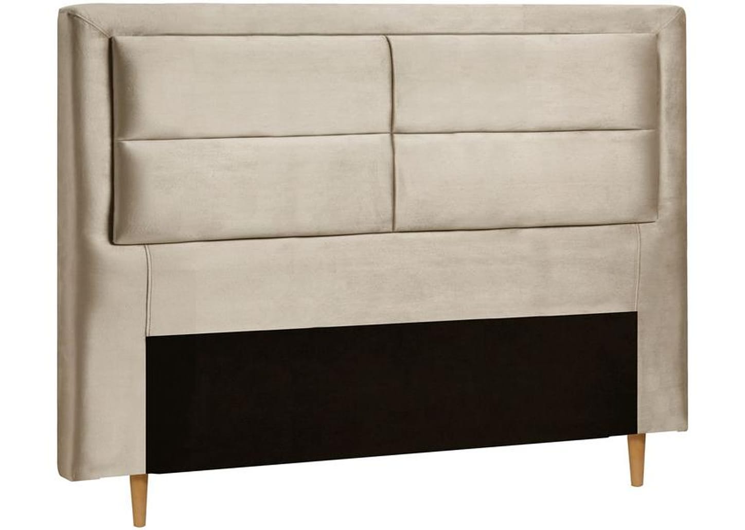 Cabeceira Queen Estofada Dobuê Movelaria Estoril Veludo Bege