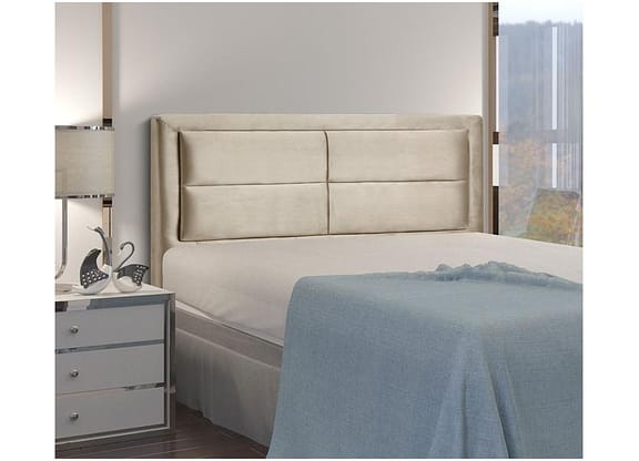 Cabeceira Queen Estofada Dobuê Movelaria Estoril Veludo Bege