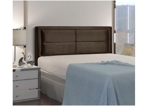 Cabeceira Queen Estofada Dobuê Movelaria Estoril Veludo Cacau