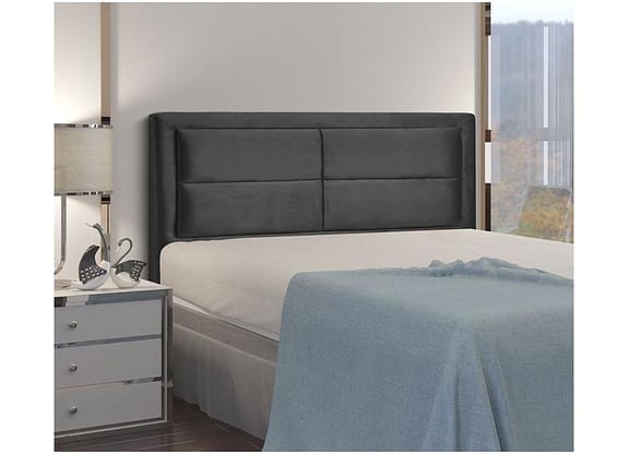 Cabeceira Queen Estofada Dobuê Movelaria Estoril Veludo Cinza