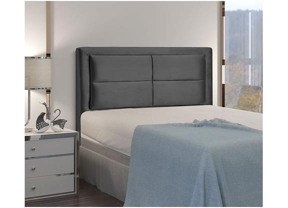 Cabeceira Casal Estofada Dobuê Movelaria Estoril Veludo Cinza
