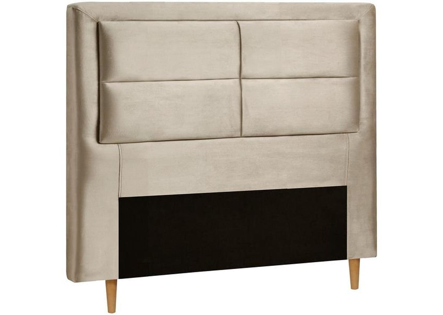 Cabeceira Casal Estofada Dobuê Movelaria Estoril Veludo Bege