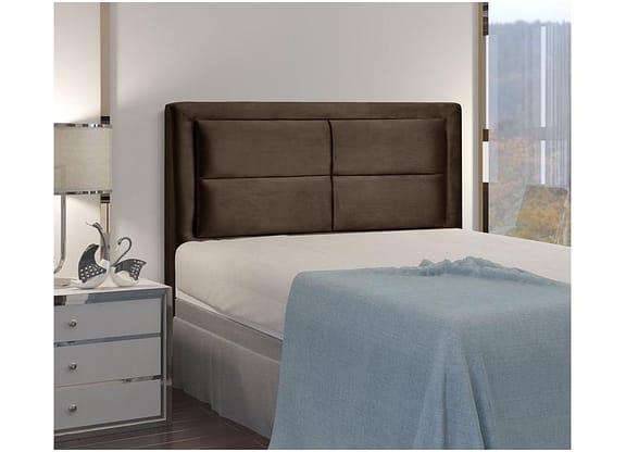 Cabeceira Casal Estofada Dobuê Movelaria Estoril Veludo Cacau