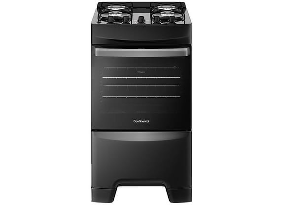 Fogão 4 Bocas Continental Mesa de Vidro Preto - Acendimento Automático FC4GP