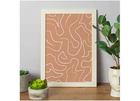 Quadro Decorativo Terracota Linhas Abstratas 25x35cm Design Up Living