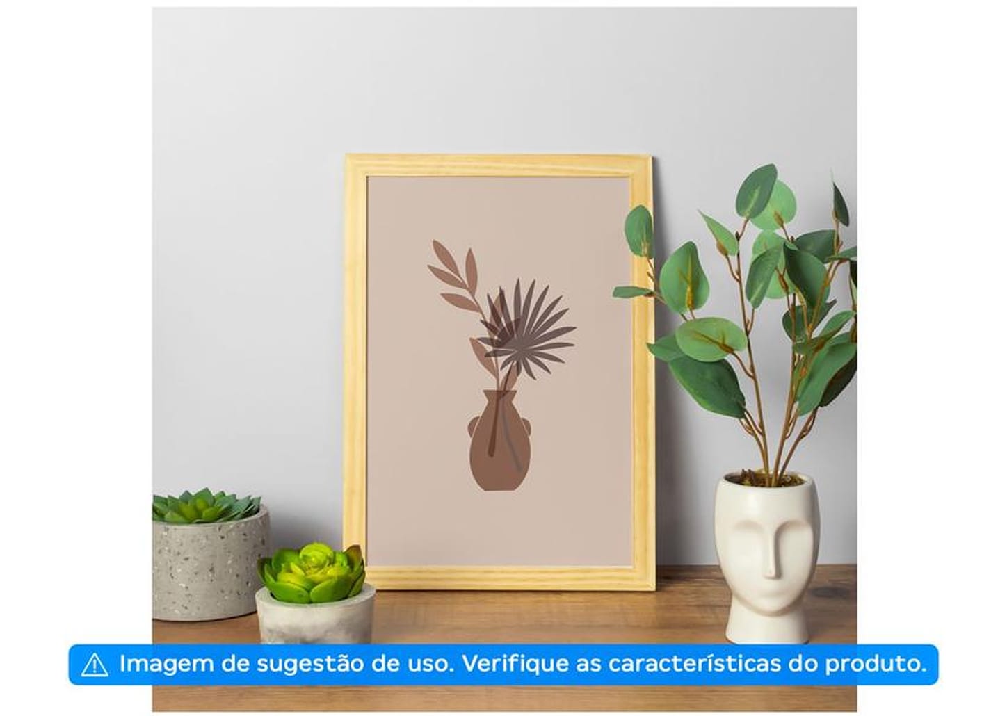 Quadro Decorativo Mid Century Vaso de Planta 24,5x34,5cm Design Up Living