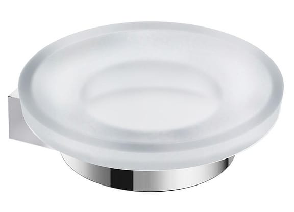 Saboneteira de Parede de Vidro e Metal Cromado - Redonda Roca Escala