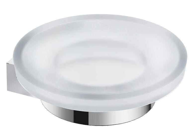 Saboneteira de Parede de Vidro e Metal Cromado - Redonda Roca Escala