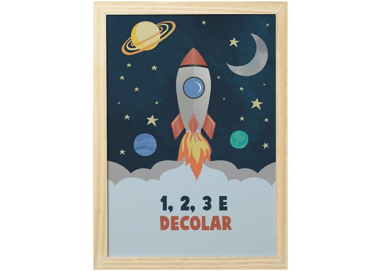 Quadro Decorativo Astronauta Foguete 24,5x34,5cm - Design Up Living