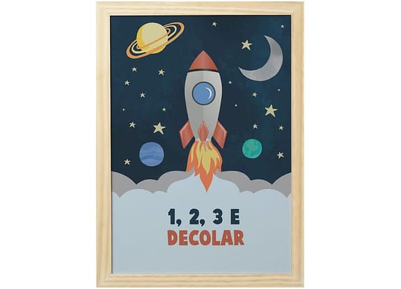 Quadro Decorativo Astronauta Foguete 24,5x34,5cm - Design Up Living