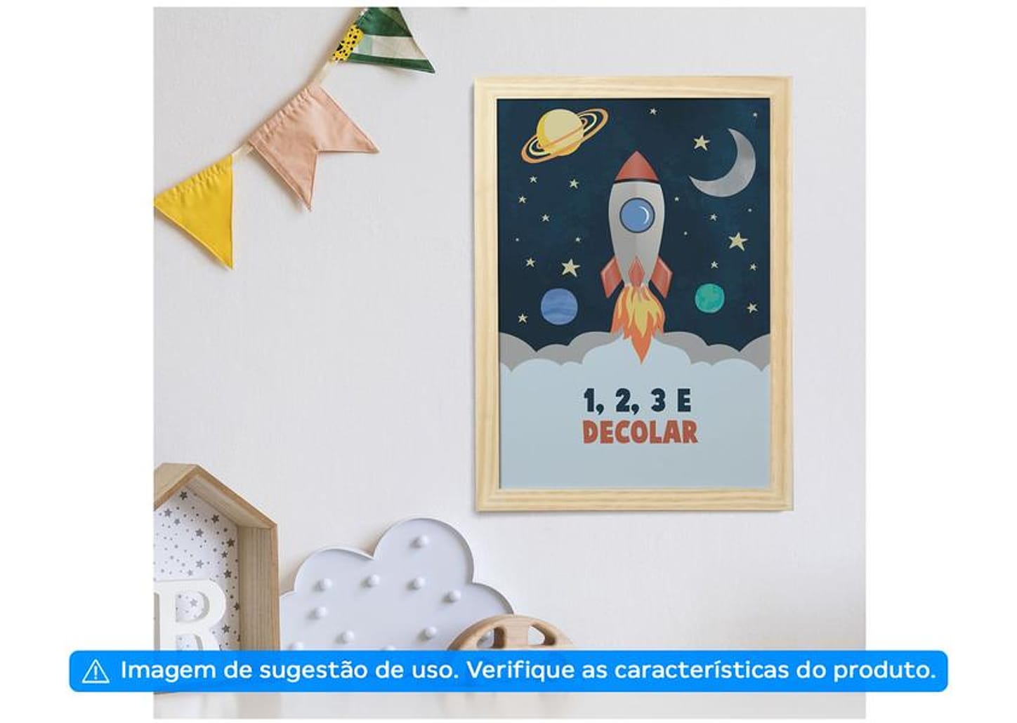 Quadro Decorativo Astronauta Foguete 24,5x34,5cm - Design Up Living