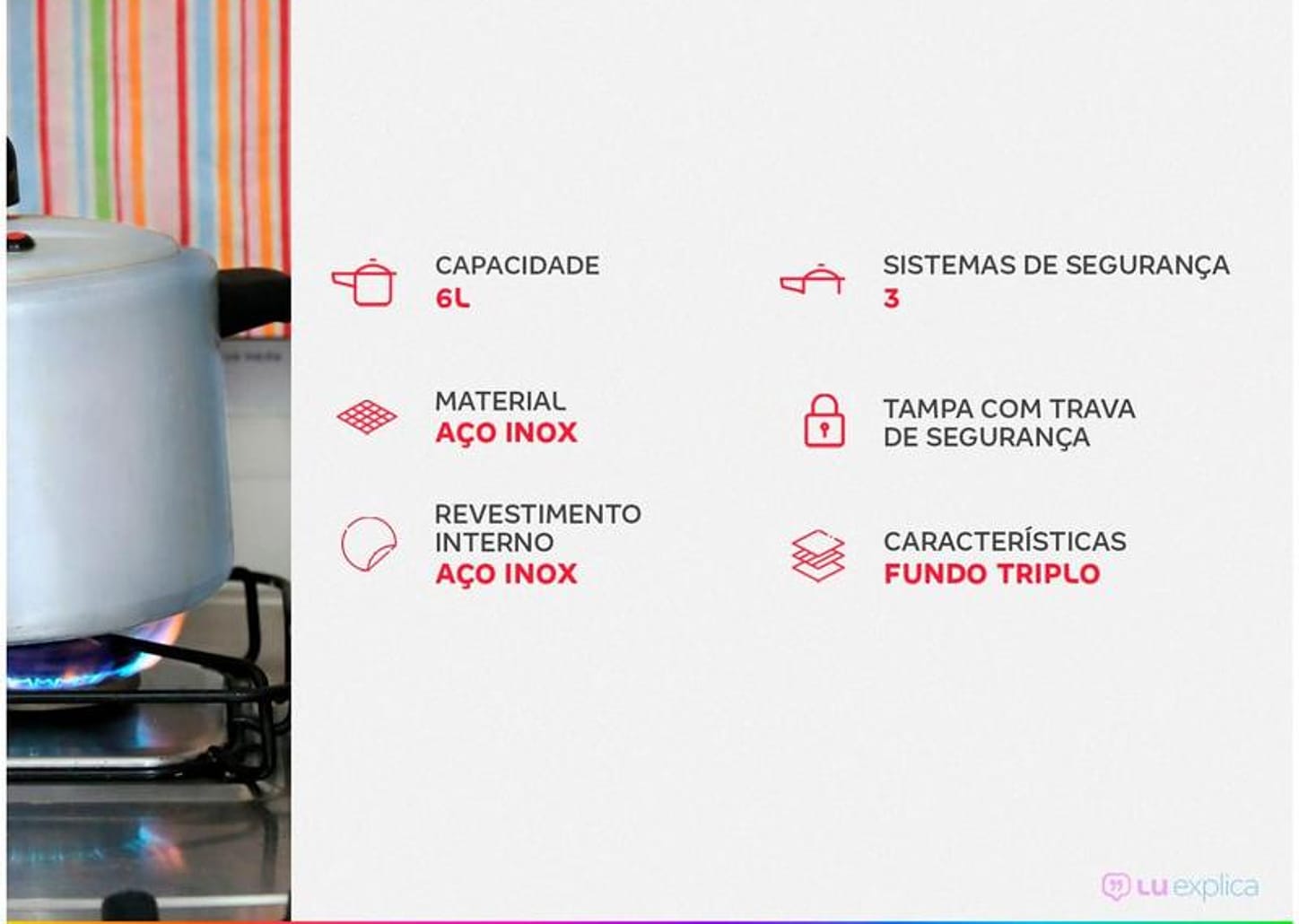 Panela de Pressão Tramontina Solar 62516/223 Inox 6L