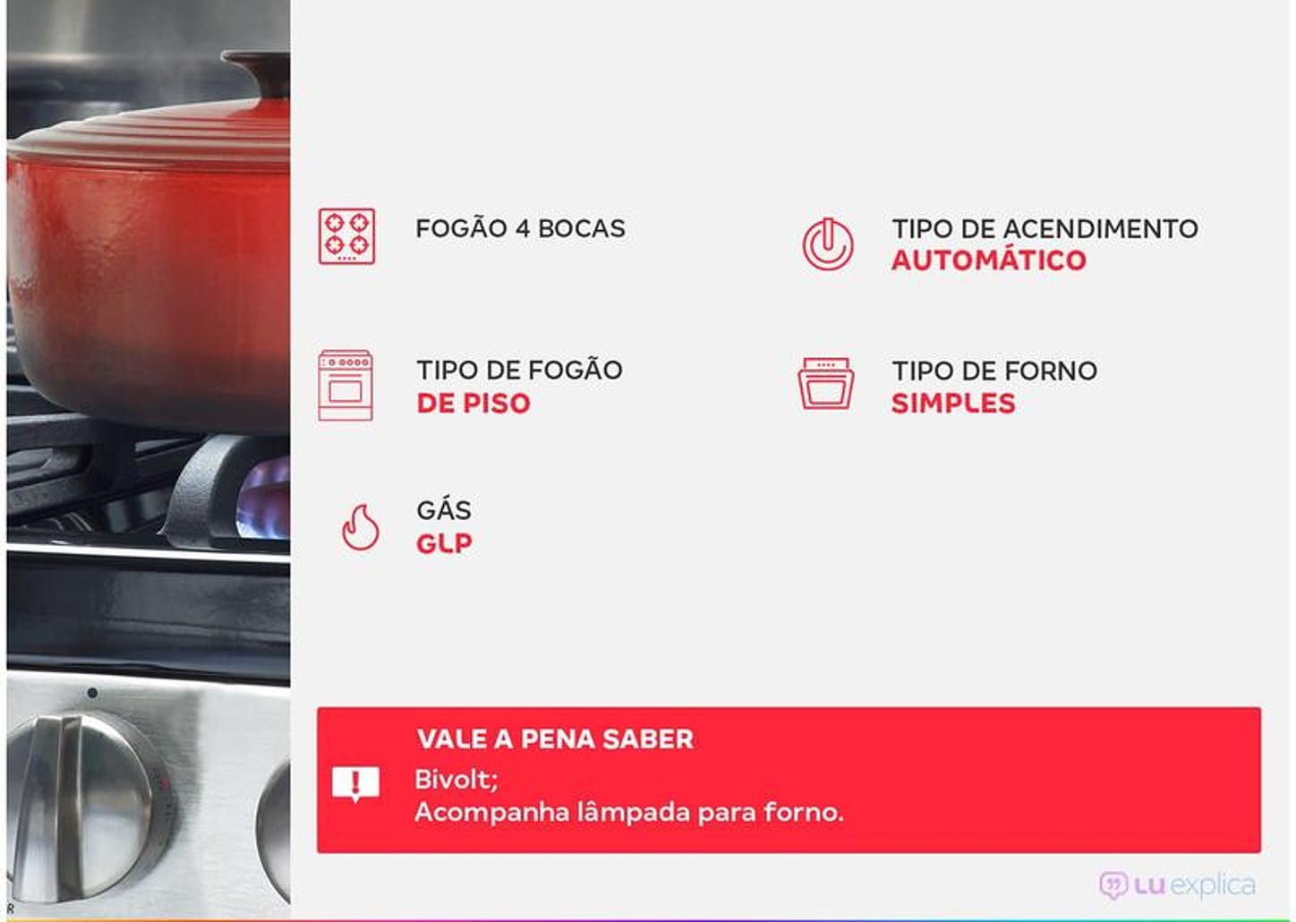 Fogão 4 Bocas Preto Dako Acendimento Automático - Magister