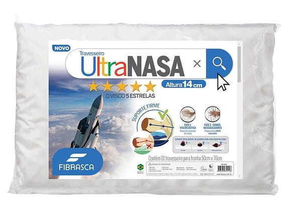 Travesseiro Nasa Fibrasca de Cabeça Viscoelástico - Dupla Face Ultra