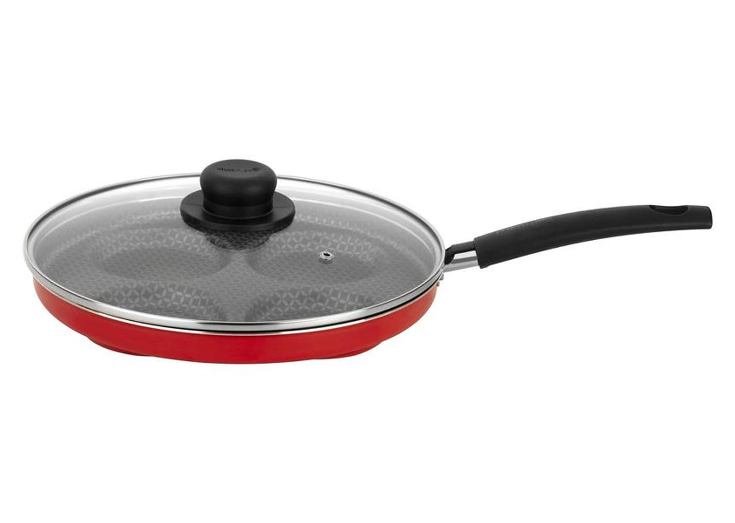 Frigideira 4 Ovos Antiaderente Multiflon de Alumínio com Tampa Gourmet Vermelha 26cm