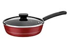Frigideira Antiaderente Tramontina de Alumínio - Funda Sicília Vermelho 24cm com Tampa