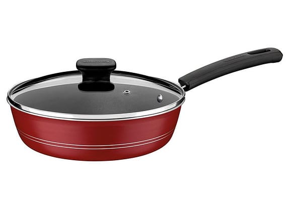 Frigideira Antiaderente Tramontina de Alumínio - Funda Sicília Vermelho 24cm com Tampa