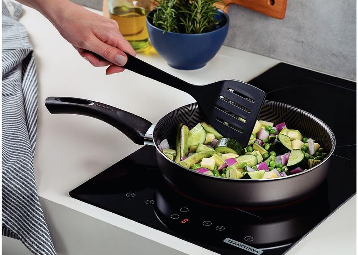 Frigideira Antiaderente Tramontina de Alumínio Paris Chumbo 20cm com Espátula