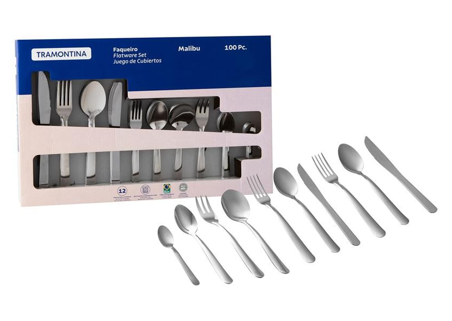 Faqueiro Tramontina Inox 100 Peças - Malibu