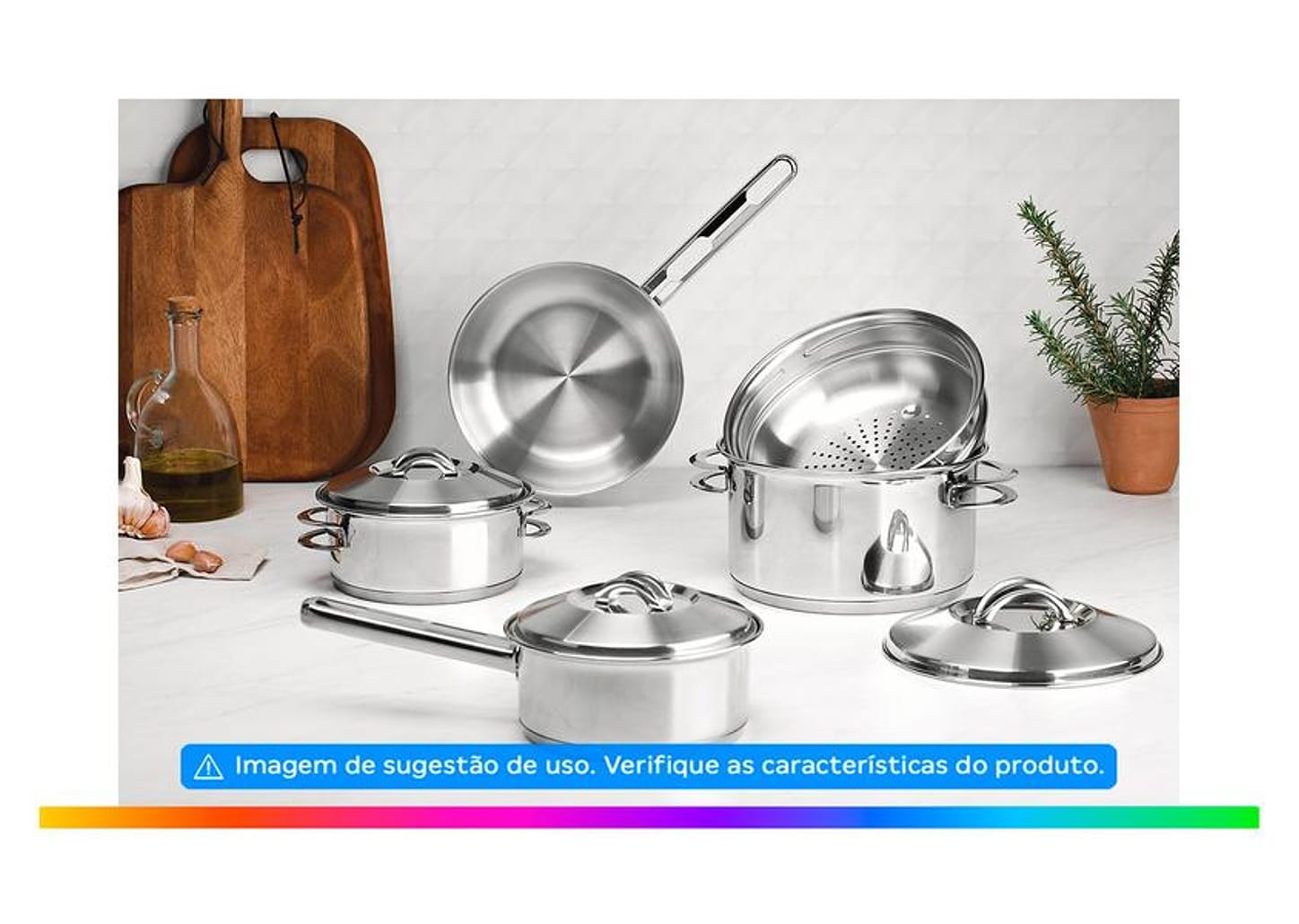 Jogo de Panelas Tramontina Inox 5 Peças - Fundo Triplo 65510/784 Solar