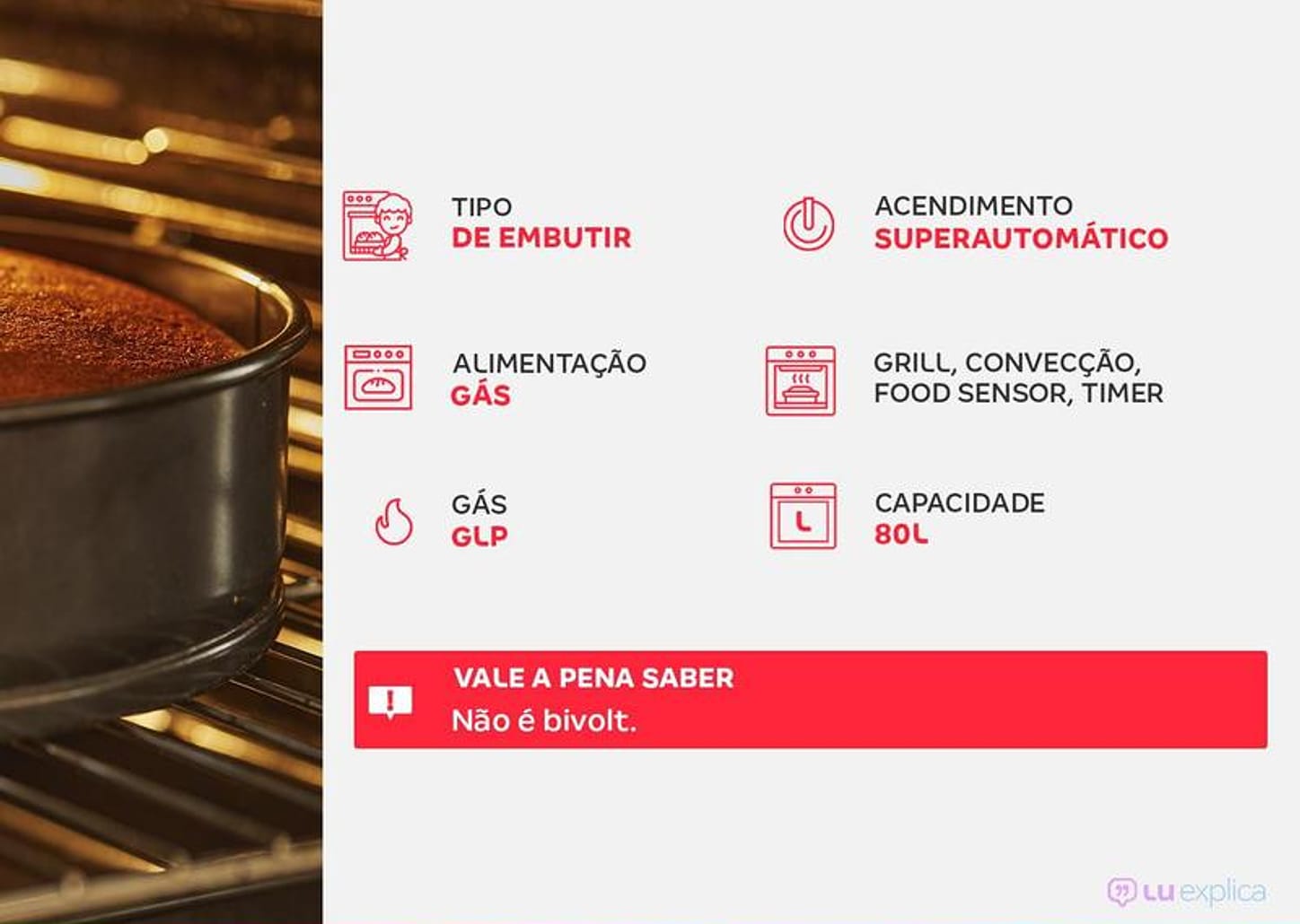 Forno a Gás de Embutir Electrolux Grill Convecção com Timer 80L Cinza Experience OE8GF