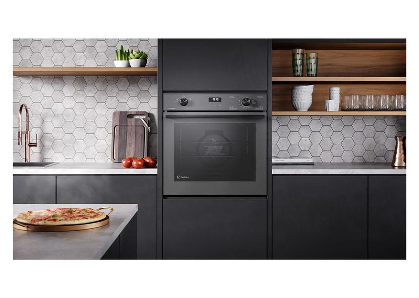 Forno a Gás de Embutir Electrolux Grill Convecção com Timer 80L Cinza Experience OE8GF